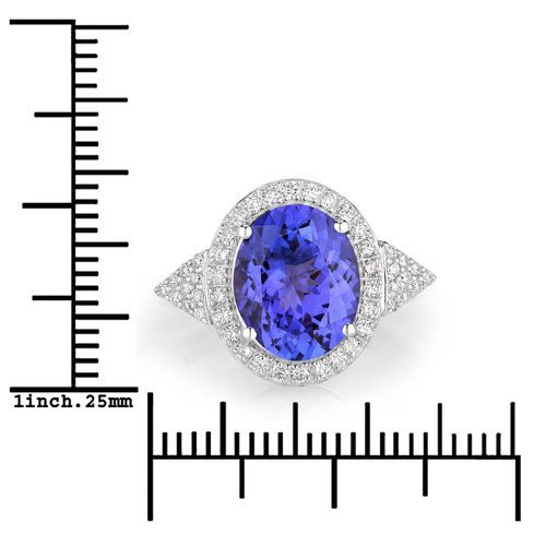 3.97 Carat Genuine Tanzanite and White Diamond 14K White Gold Ring - Rings - Custom Crafting Alliance, LLC