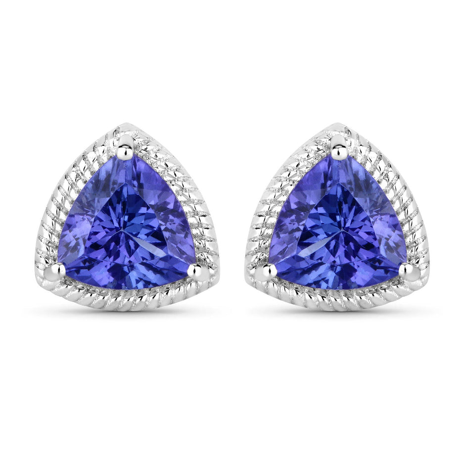 4.24 Carat Genuine Tanzanite 14K White Gold Earrings