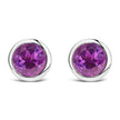 .925 Sterling Silver 6MM Bezel Set Created Purple Amethyst Solitaire Stud Earrings
