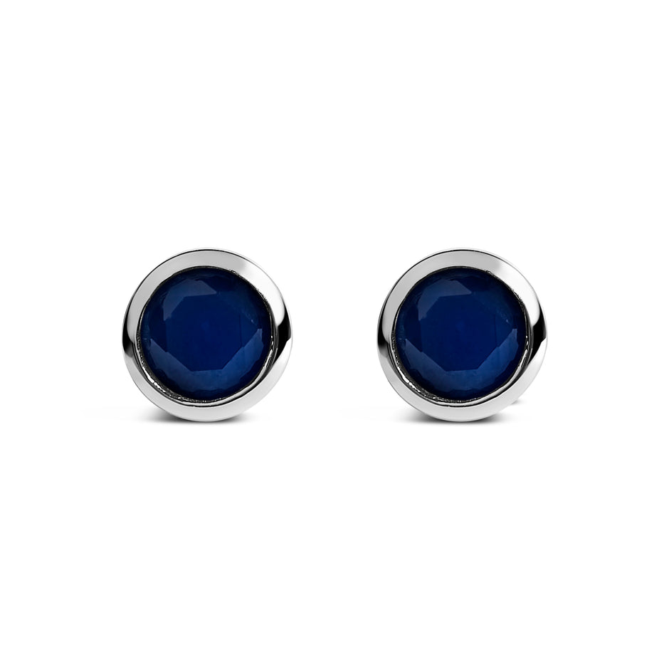 .925 Sterling Silver 6MM Bezel Set Created Purple Amethyst Solitaire Stud Earrings
