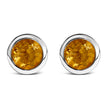 .925 Sterling Silver 6MM Bezel Set Created Purple Amethyst Solitaire Stud Earrings