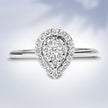 10K White Gold 3/8 Cttw Round-Cut Lab Grown Diamond Cluster Pear Promise Ring (G-H Color, VS2-SI1 Clarity) - Size 7