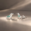 925 Sterling Silver White Gold Plated Transparent Glass Enamel 0.7 x 1.0 cm Earrings for Women