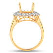 0.79 Carat Genuine White Diamond 14K Yellow Gold Semi Mount Ring - holds 11x9mm Oval Gemstone