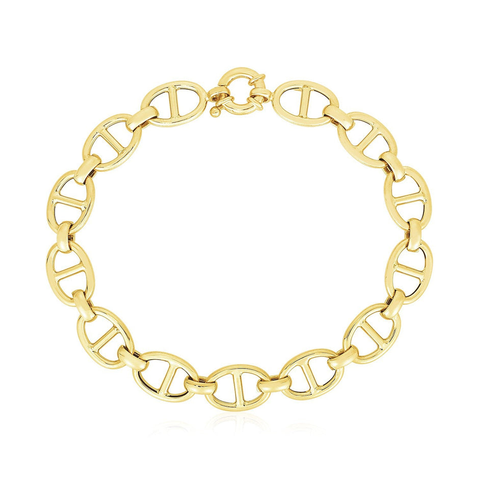 14k Yellow Gold High Polish Mariner Link Bracelet (8.8mm)