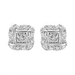 .925 Sterling Silver Round-Cut Diamond Accent Swirl Square Knot Stud Earrings (H-I Color, I2-I3 Clarity)