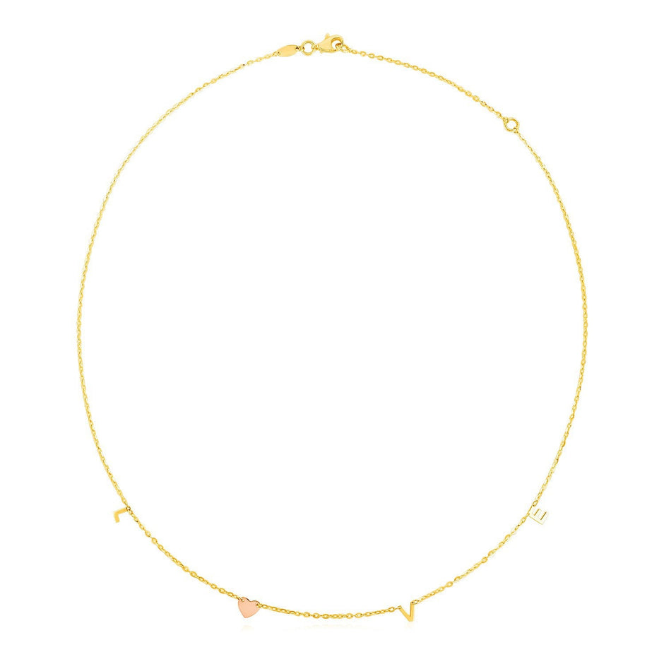 14k Two Tone Gold Love Necklace