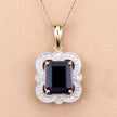 4.07 Carat Genuine Iolite and White Diamond 14K Yellow Gold Pendant