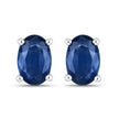 0.96 Carat Genuine Blue Sapphire 14K White Gold Earrings