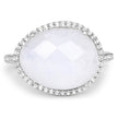 7.33 Carat Genuine White Rainbow Moonstone And White Topaz .925 Sterling Silver Ring