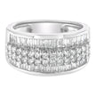 14K White Gold Round and Baguette Diamond Ring (1 1/2 Cttw, F-G Color, SI1-SI2 Clarity) - Size 6-3/4