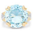 14K Yellow Gold Plated 12.98 Carat Genuine Blue Topaz and White Topaz .925 Sterling Silver Ring