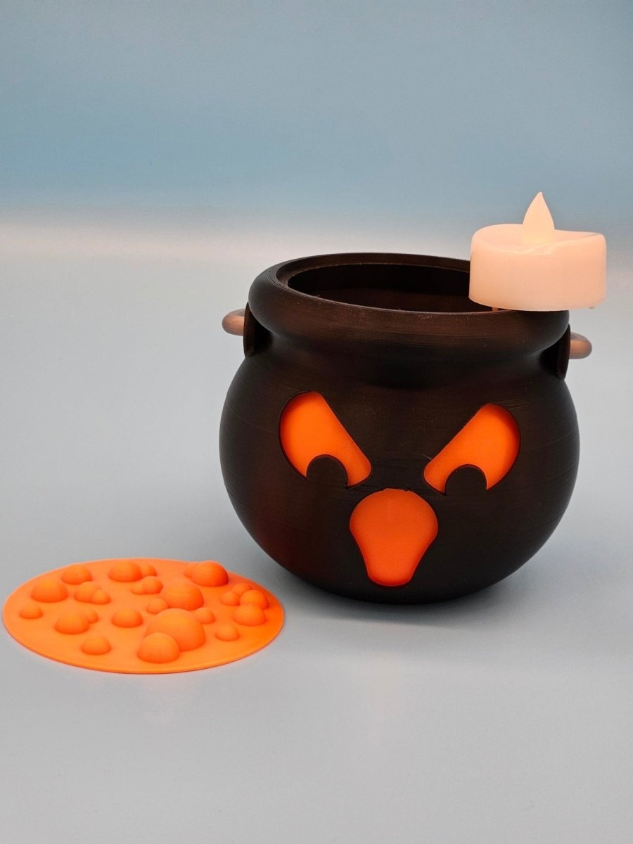 3D - Printed Halloween Cauldron Candle Holder – Spooky Seasonal Decor - Custom Crafting Alliance, LLC