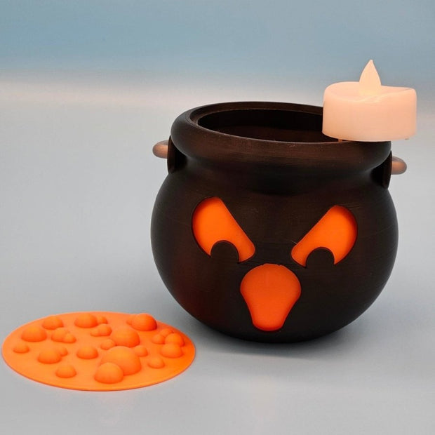 3D - Printed Halloween Cauldron Candle Holder – Spooky Seasonal Decor - Custom Crafting Alliance, LLC