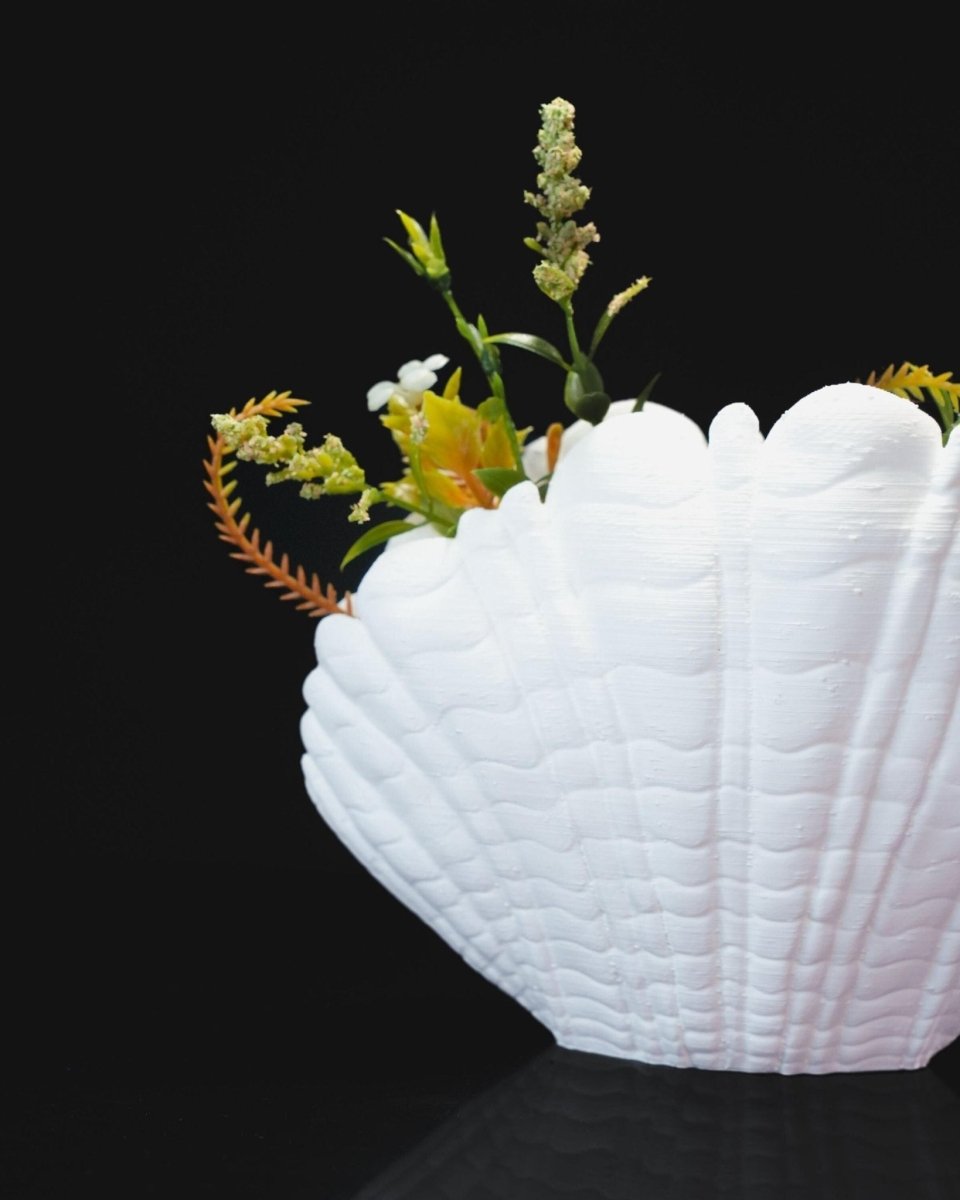 3D - Printed Shell Vase – Elegant Coastal - Inspired Home Decor - Vase - Custom Crafting Alliance, LLC