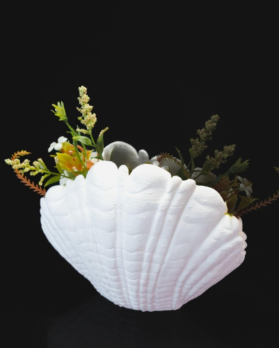 3D - Printed Shell Vase – Elegant Coastal - Inspired Home Decor - Vase - Custom Crafting Alliance, LLC