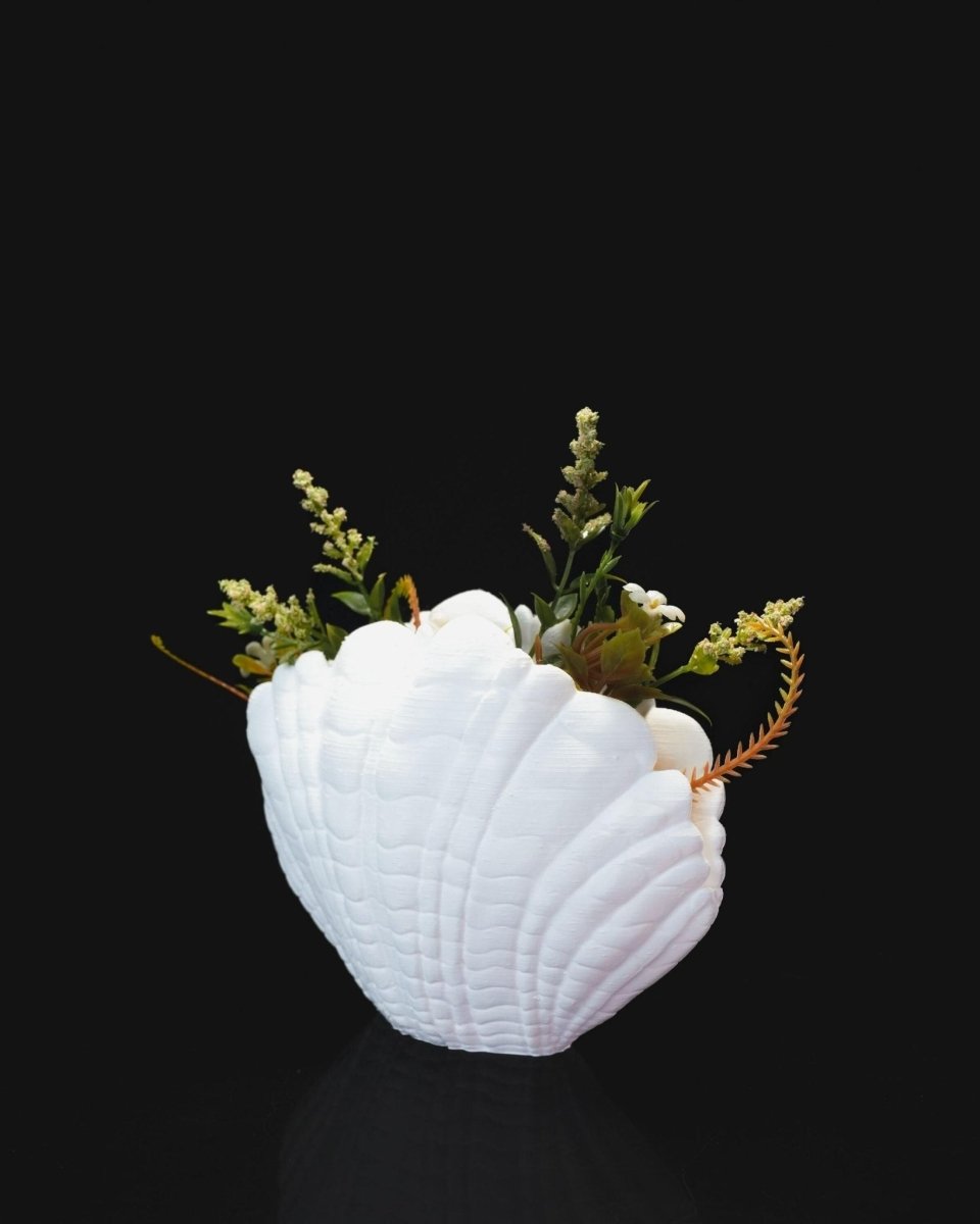 3D - Printed Shell Vase – Elegant Coastal - Inspired Home Decor - Vase - Custom Crafting Alliance, LLC