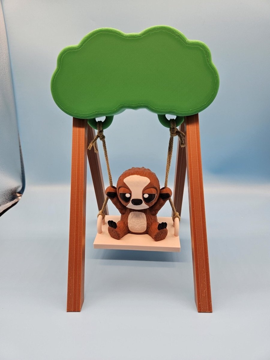 3D - Printed Sloth on a Swing – Whimsical Indoor & Outdoor Decor - Artwork - Custom Crafting Alliance, LLC