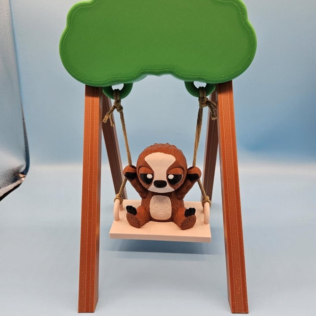 3D - Printed Sloth on a Swing – Whimsical Indoor & Outdoor Decor - Artwork - Custom Crafting Alliance, LLC
