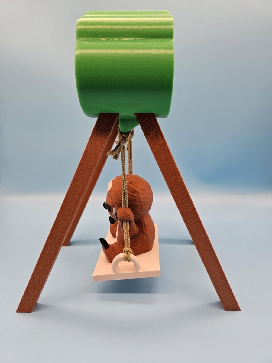 3D - Printed Sloth on a Swing – Whimsical Indoor & Outdoor Decor - Artwork - Custom Crafting Alliance, LLC