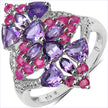 2.58 Carat Genuine Amethyst & Ruby .925 Sterling Silver Ring