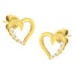 14K Yellow Gold 1/8 Cttw Diamond Journey Heart Hoop Earrings (K-L Color, I1-I2 Clarity)