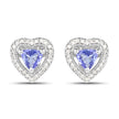 1.20 Carat Genuine Tanzanite & White Diamond .925 Sterling Silver Earrings