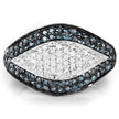 0.50 Carat Genuine Blue Diamond and White Diamond .925 Sterling Silver Ring
