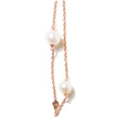 18K Rose Gold 1/2 Cttw Diamond and Freshwater Pearl Double Strand Station Necklace  (G-H Color, SI1-SI2 Clarity) - Adjustable up to 16