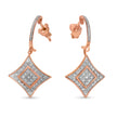 10K Rose Gold Plated Sterling Silver Round Cut Diamond Cushion Dangle Earrings (0.04 cttw, H-I Color, I2-I3 Clarity)
