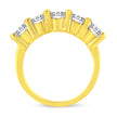 14K Yellow Gold Plated .925 Sterling Silver 2.0 Cttw Shared Prong Set Diamond 5 Stone Wedding Band Ring (J-K Color, I1-I2 Clarity) - Size 7