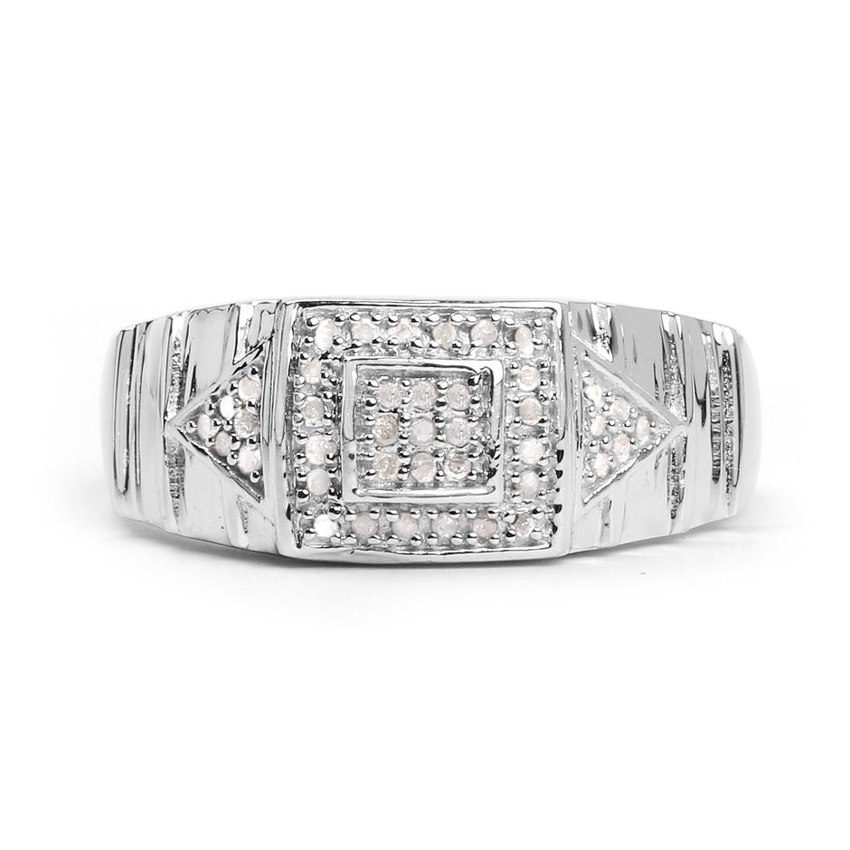 14K White Gold Plated 0.21 Carat Genuine White Diamond .925 Sterling Silver Ring