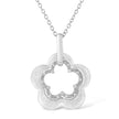 Matte Finished .925 Sterling Silver Diamond Accent Double Flower Shape 18