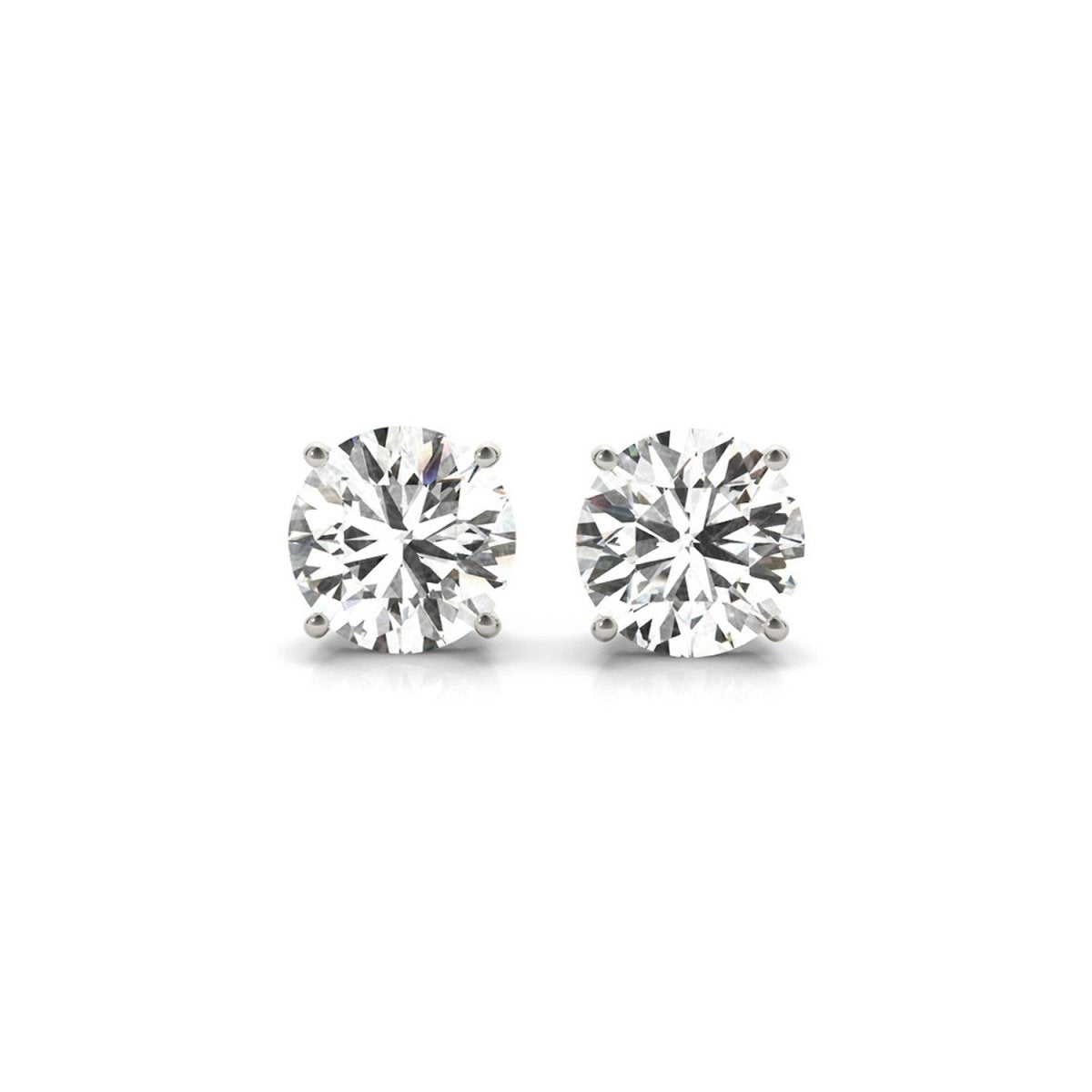 4 cttw Certified IGI Lab Grown Round Diamond Stud Earrings 14k White Gold (G/VS2) - Earrings - Custom Crafting Alliance, LLC