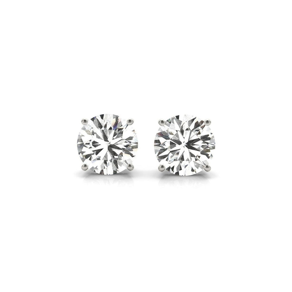 4 cttw Certified IGI Lab Grown Round Diamond Stud Earrings 14k White Gold (G/VS2) - Earrings - Custom Crafting Alliance, LLC