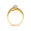 14K Yellow Gold 1/4 Cttw Round Diamond Wave Motif Bypass Ring