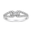 10K White Gold 1/2 Cttw Round Cut Diamond Three Stone Split Shank Band Ring (H-I Color, SI1-SI2 Clarity) - Size 6