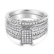 .925 Sterling Silver 3/4 Cttw Prong Set Round Diamond Composite Engagement Ring and Band Set (I-J Color, I3 Clarity) - Size 6.5