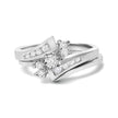 14K White Gold 3/8 Cttw Diamond Swirl Engagement Bridal Ring Set