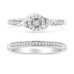 .925 Sterling Silver 1/4 Cttw Diamond Halo and Swirl Engagement Ring and Wedding Band Set (I-J Color, I3 Clarity)- Ring Size 7