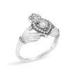 14K White Gold 3/8 Cttw Diamond Claddagh Heart Ring