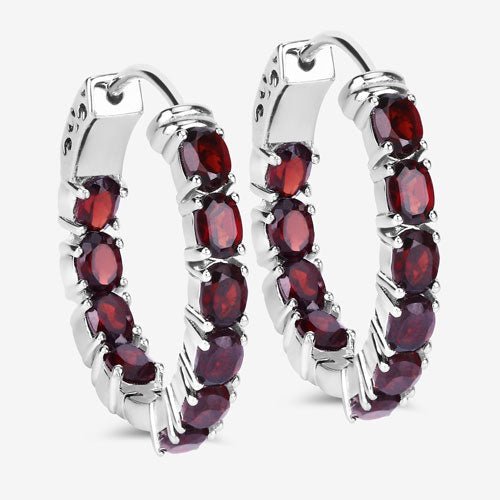 4.00 Carat Genuine Garnet .925 Sterling Silver Earrings - Earrings - Custom Crafting Alliance, LLC