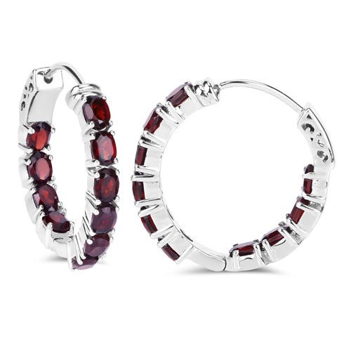 4.00 Carat Genuine Garnet .925 Sterling Silver Earrings - Earrings - Custom Crafting Alliance, LLC