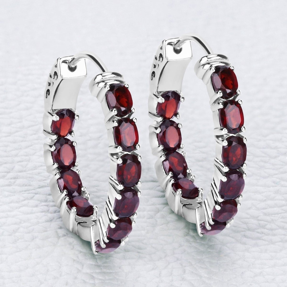 4.00 Carat Genuine Garnet .925 Sterling Silver Earrings - Earrings - Custom Crafting Alliance, LLC