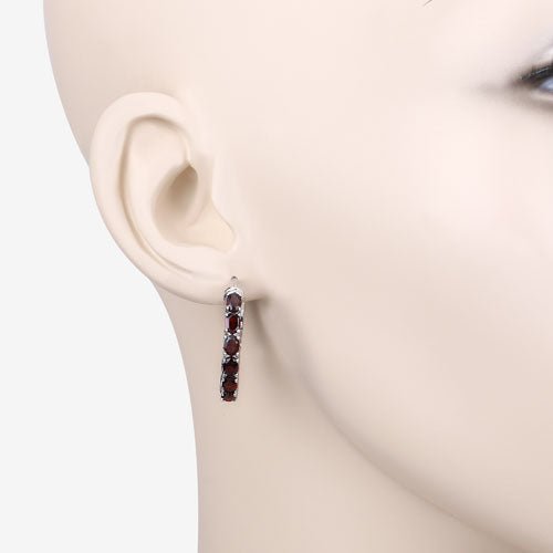 4.00 Carat Genuine Garnet .925 Sterling Silver Earrings - Earrings - Custom Crafting Alliance, LLC