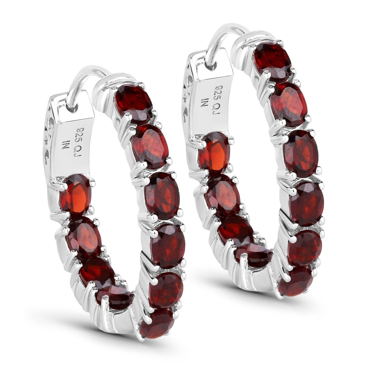 4.00 Carat Genuine Garnet .925 Sterling Silver Earrings - Earrings - Custom Crafting Alliance, LLC