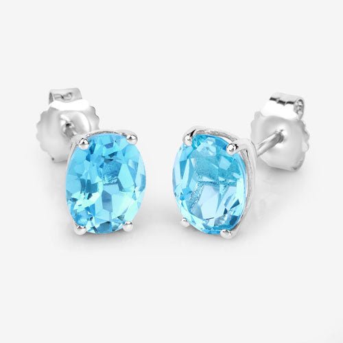 4.00 Carat Genuine Swiss Blue Topaz .925 Sterling Silver Earrings - Earrings - Custom Crafting Alliance, LLC
