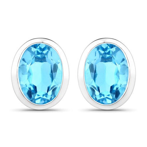 4.00 Carat Genuine Swiss Blue Topaz .925 Sterling Silver Earrings - Earrings - Custom Crafting Alliance, LLC