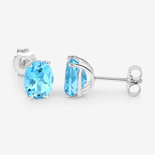 4.00 Carat Genuine Swiss Blue Topaz .925 Sterling Silver Earrings - Earrings - Custom Crafting Alliance, LLC