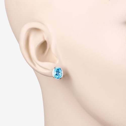 4.00 Carat Genuine Swiss Blue Topaz .925 Sterling Silver Earrings - Earrings - Custom Crafting Alliance, LLC